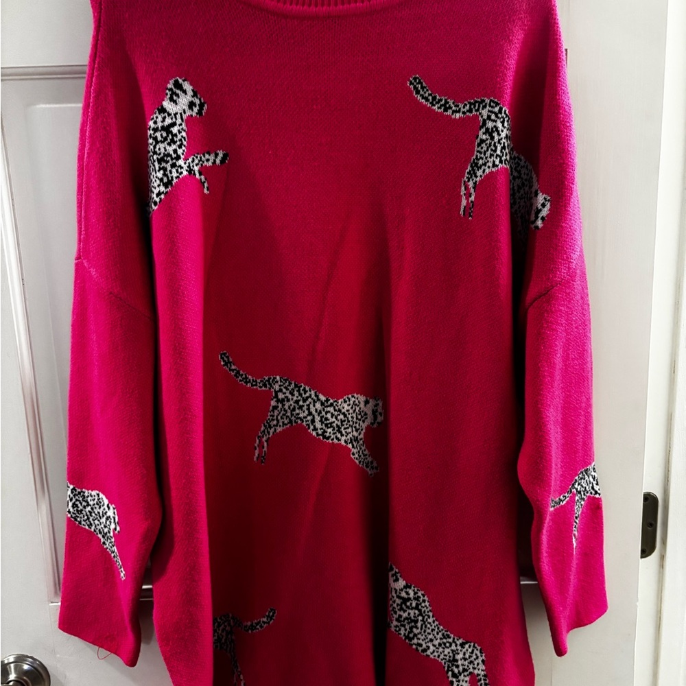 Women's Pink Leopard Sweater